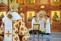 В канун праздника Вознесения Господня митрополит Вятский Марк совершил Всенощное бдение в храме преподобного Серафима Саровского 24 мая 2023 года
